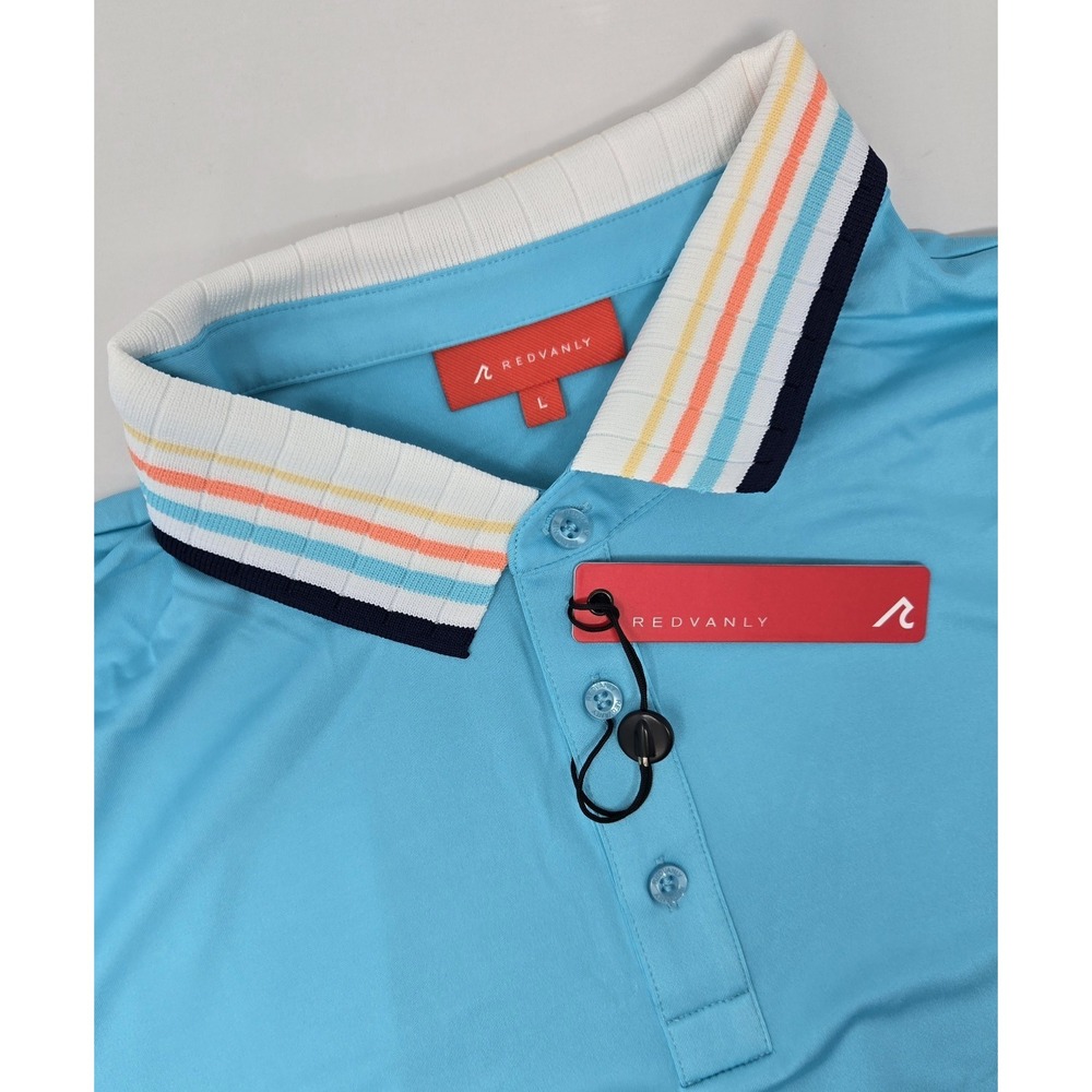 Redvanly Shirt Mens L‎ Mael Polo Teal Golf PUREpoly 4 Way Stretch Casual R2505B
